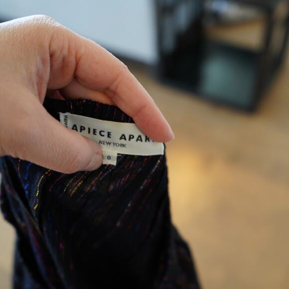 Apiece Apart Isla Blouse Womens Size 0 Rainbow Metallic Stripes Balloon Sleeve‎ - Picture 8 of 9